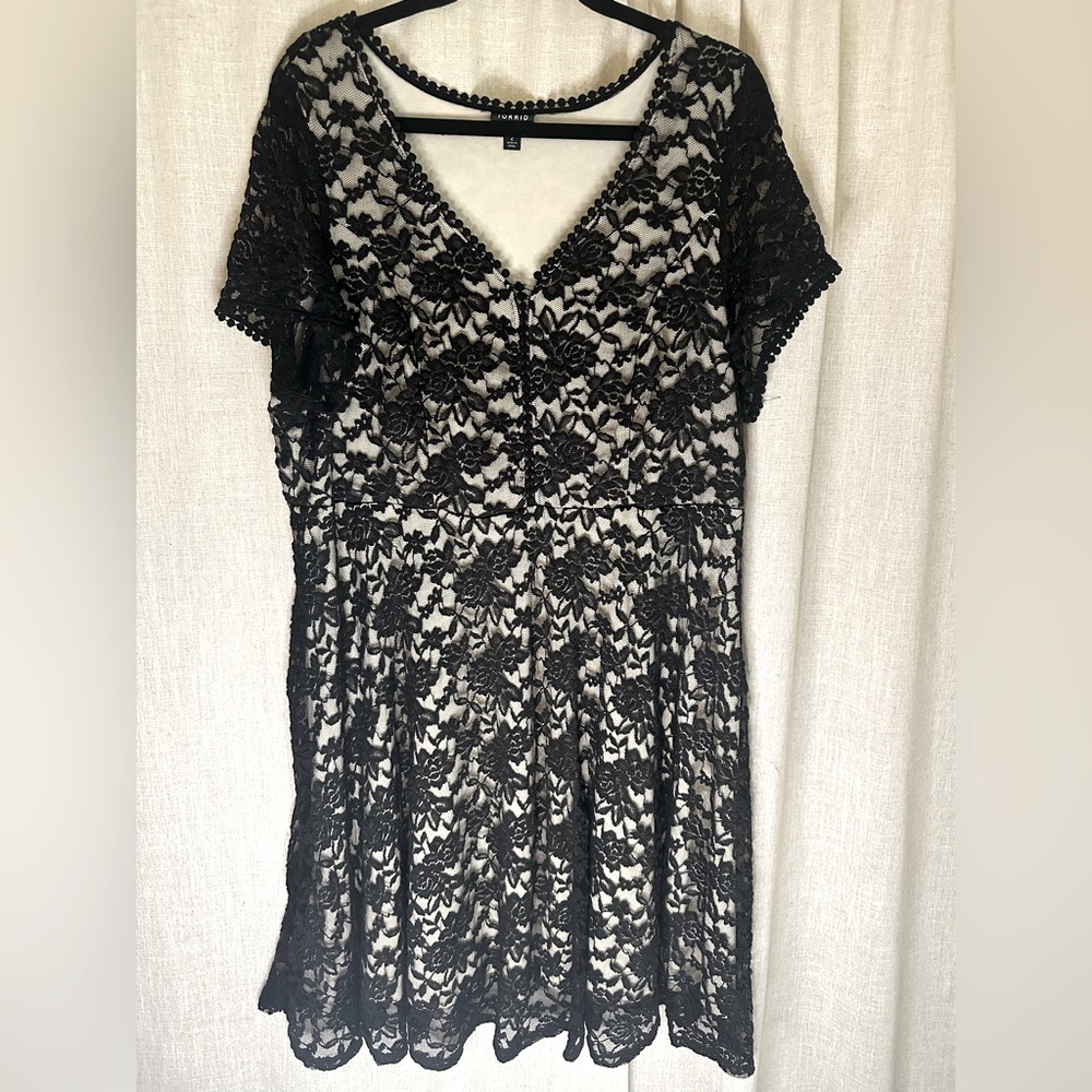 Torrid Black Lace Overlay Nude Event Dress Size 2
